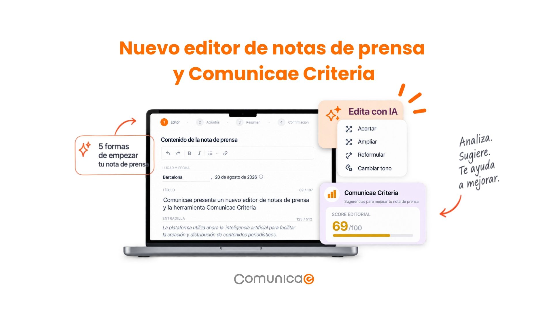 Comunicae presenta un nuevo editor de notas de prensa y Comunicae Criteria